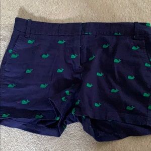 wale stitch print navy blue and green shorts